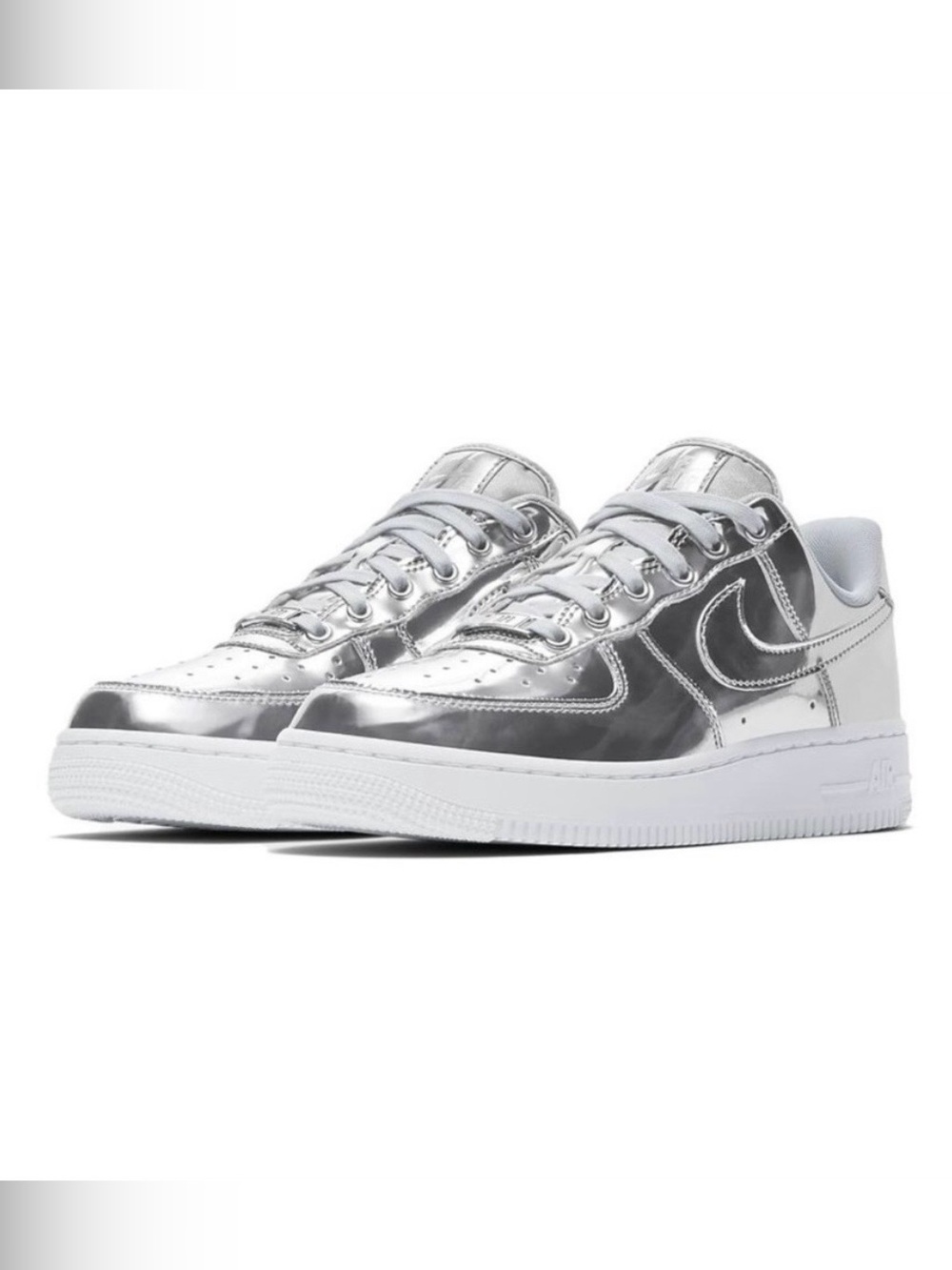 Nike Air Force 1 AF1 Chrome Silver Metallic Sneakers Low Top 9.5